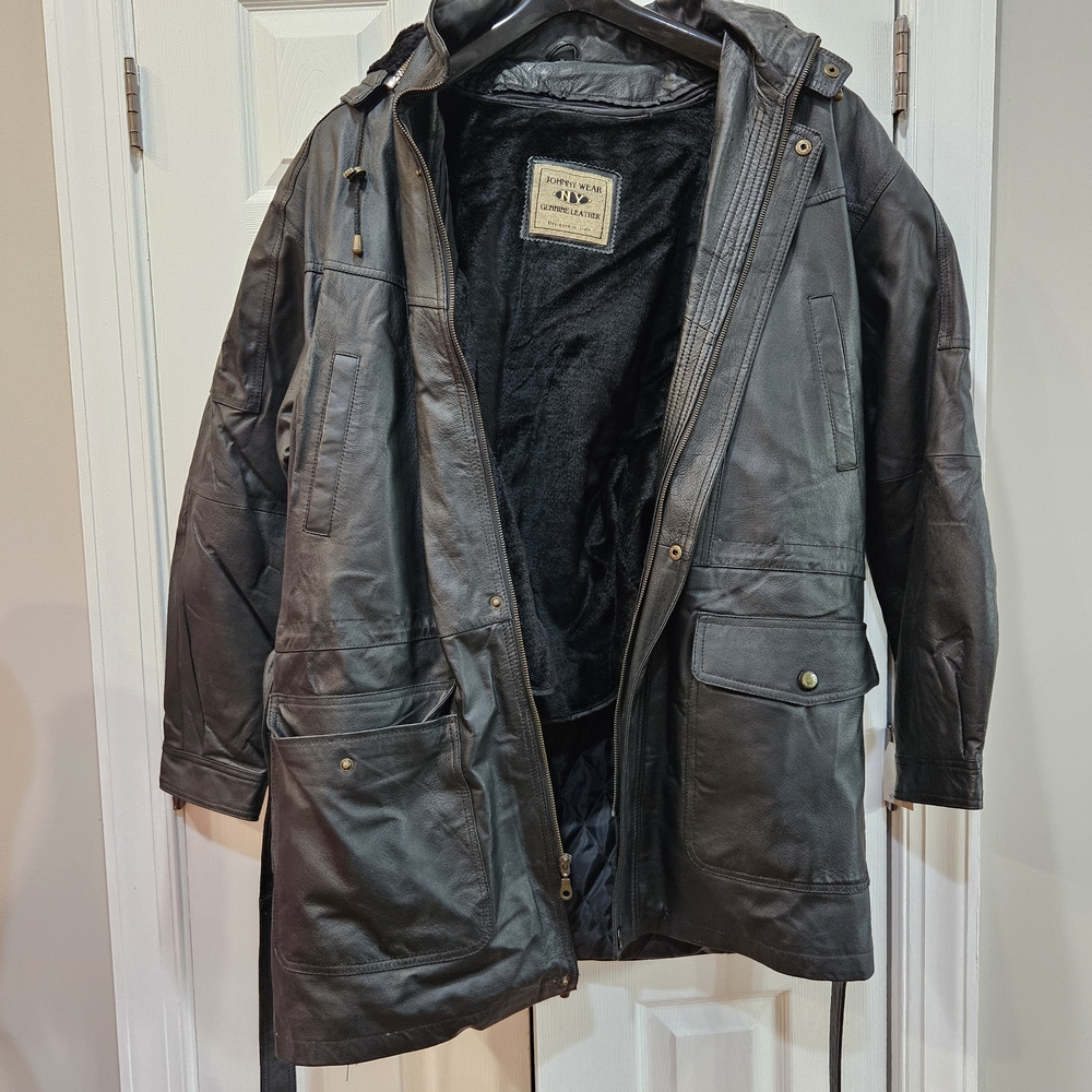 Johnny Wear NY Men's Black Leather Jacket Designed In Italy. Vintage. NWT